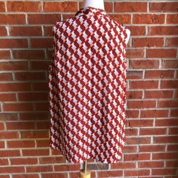 Laundry By Shelli Segal Geometric Hi-Lo‎ Sleeveless Top - Size L - Picture 6 of 9